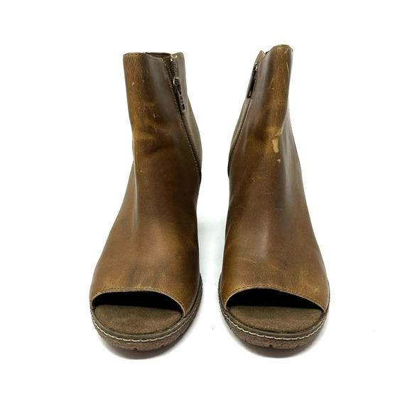 Timberland size 10‎  Tillston peep toe brown leather heeled boots A1V2A A3234 - Picture 9 of 9